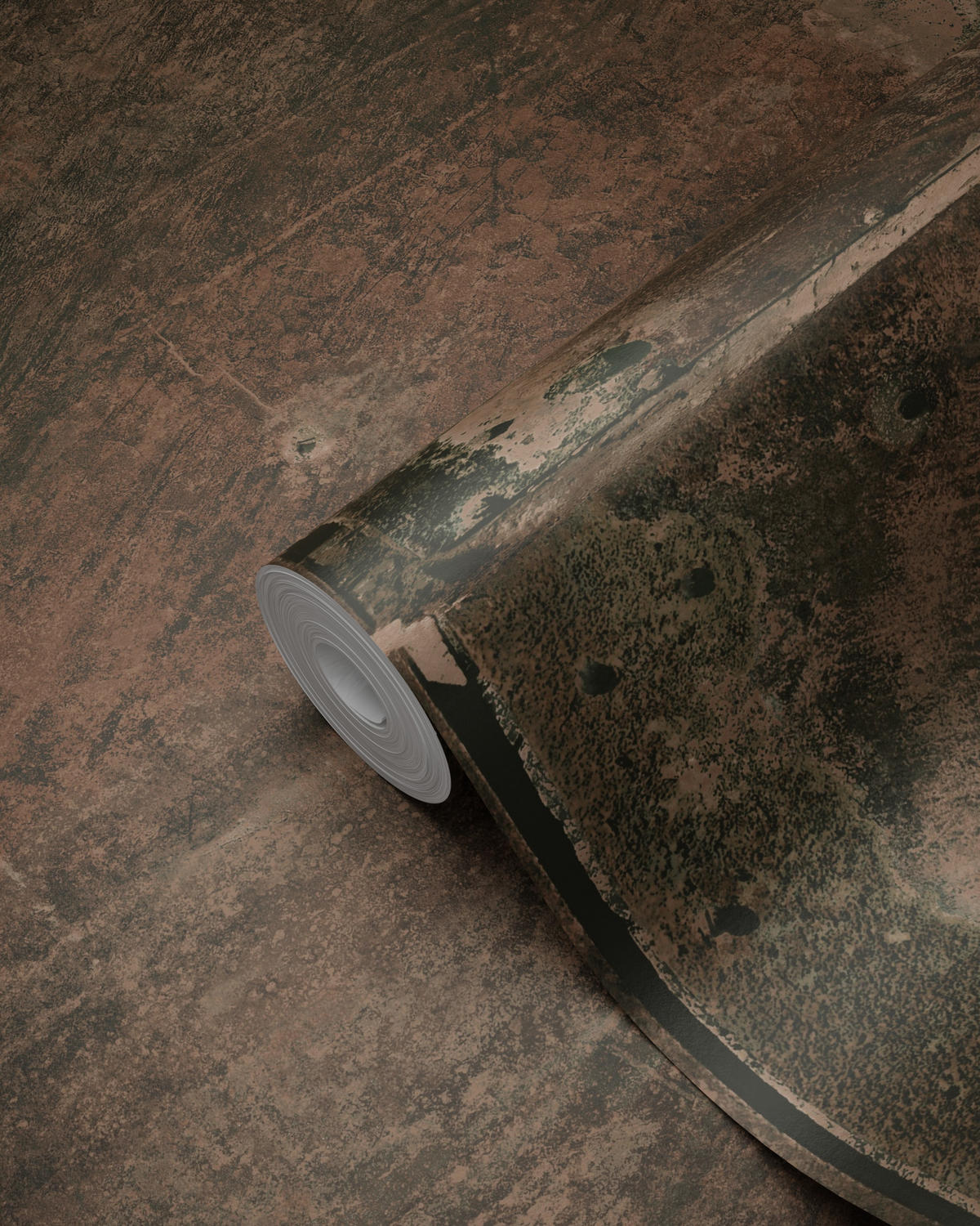 TAPETE große verwitterte rostige Metallplatten 53 cm x 10.05 m - Braun, Papier (53/1000cm) - Origin Wallcoverings
