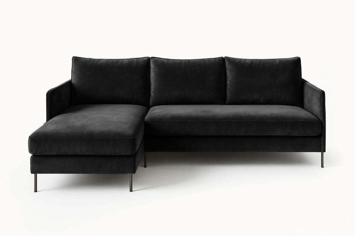 ECKSOFA Belis, Schwarz, Sofa mit Schlaffunktion - Schwarz, Holzwerkstoff/Textil (216/155cm) - Bettso