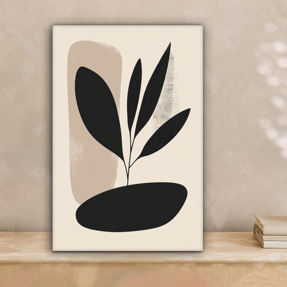 SLIKA NA PLATNU Rastlina 20x30 cm - črna, tekstil (20/30cm) - MuchoWow