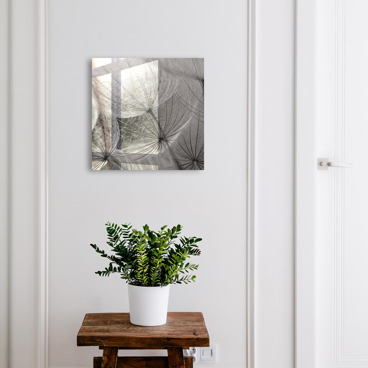 SCHLÜSSELBOX Weiß 30x30 cm – Türöffnung nach rechts - Löwenzahnsamen - Grau, Metall (30/30/5cm) - TULUP