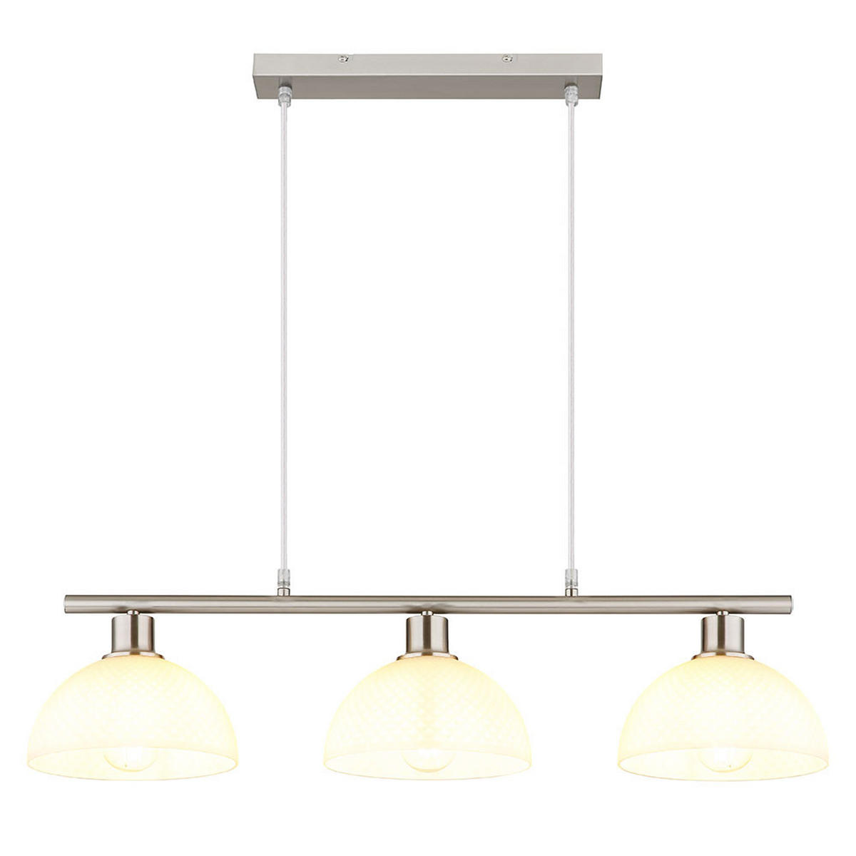 LED PENDELLEUCHTE 3-flammig, Metall, Nickel matt, Glas opal - Silberfarben, Glas (77/20/120cm) - Globo Lighting