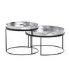 COUCHTISCH 2er Set Aluminium Hammerschlag Handgefertigt, Silber 56x56x33 cm - Silberfarben/Schwarz, Metall (56/56/33cm) - KADIMA DESIGN