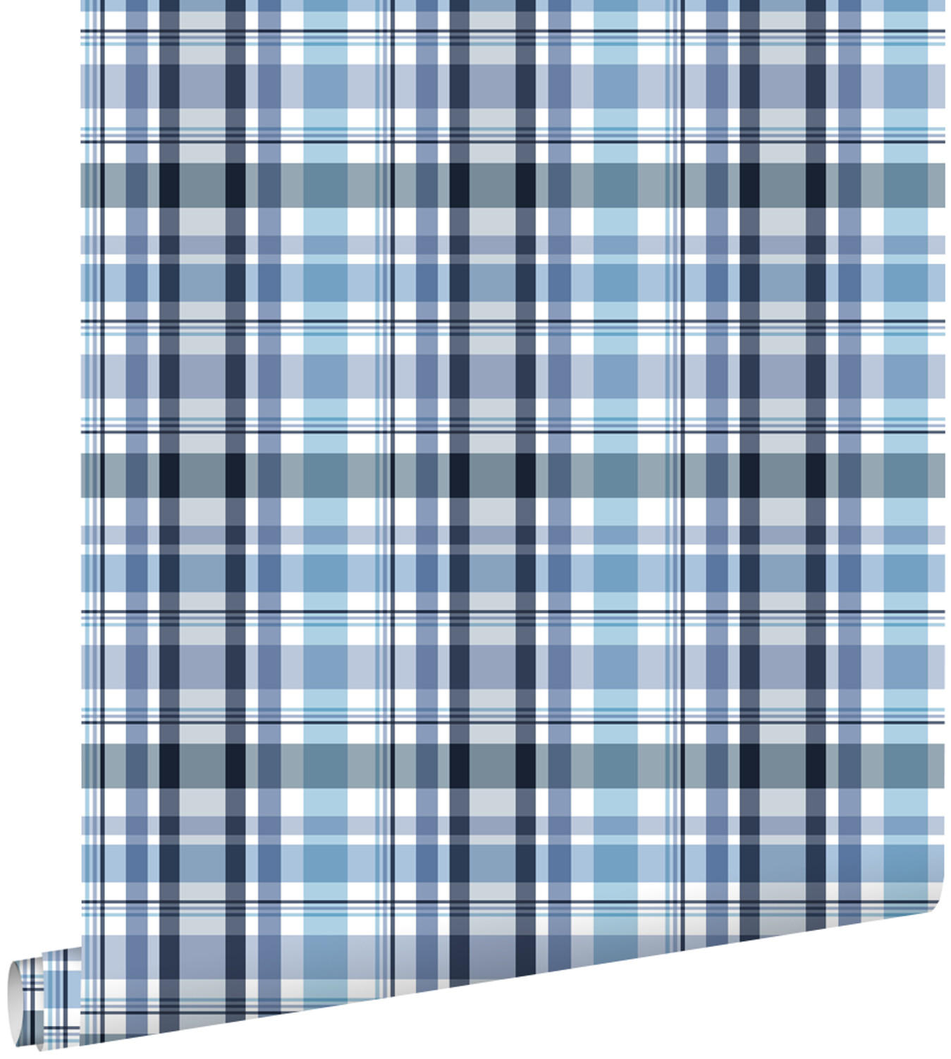 TAPETE Karomuster 53 cm x 10.05 m - Blau, Papier (53/1000cm) - ESTAhome