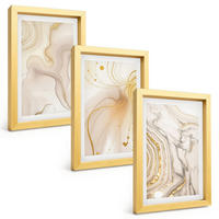 BILDER SET 3er Set - 20x30 cm Goldrahmen - Subtile abstrakte Muster - Goldfarben, Kunststoff (20/30cm) - TULUP