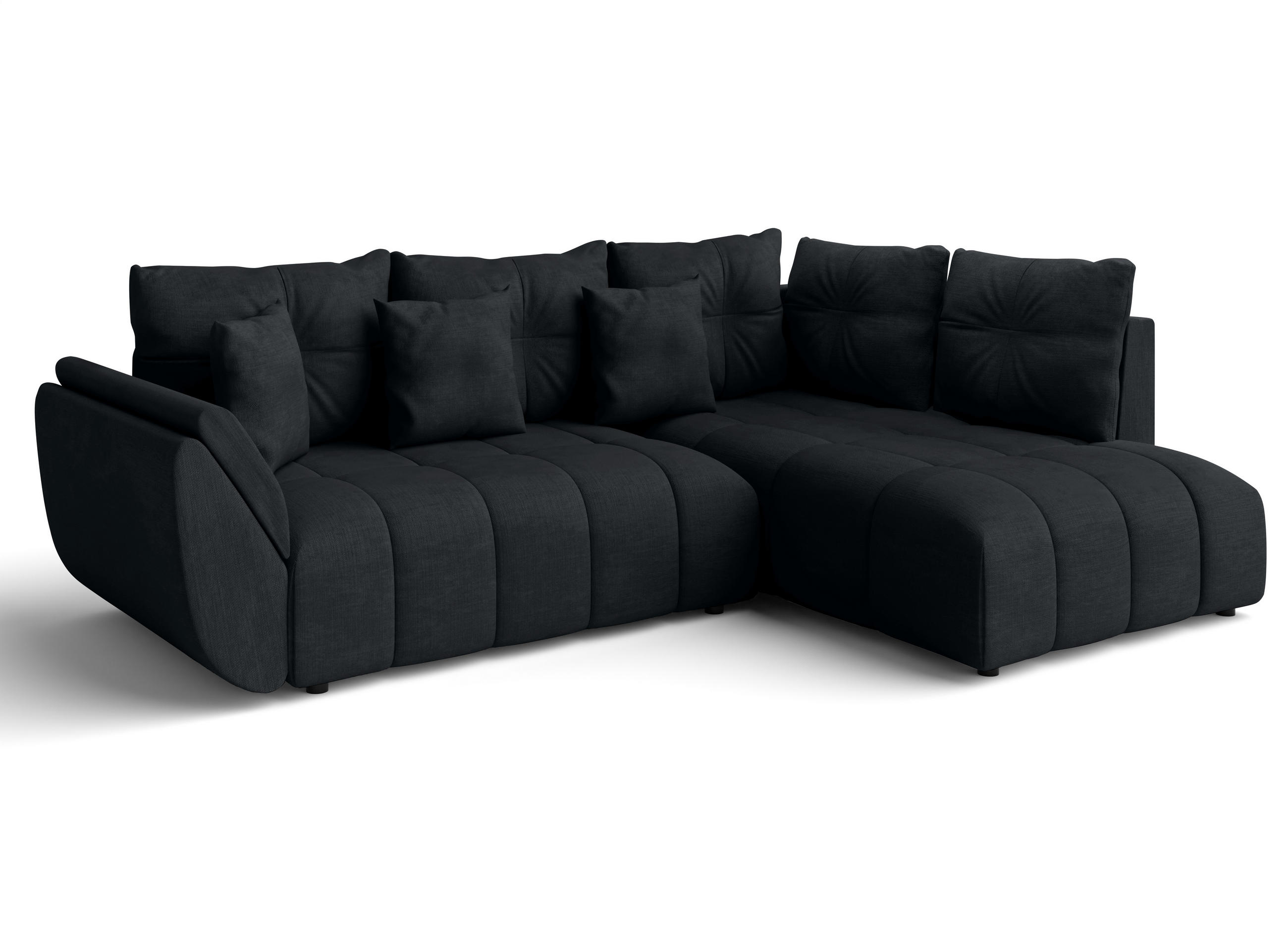 ECKSOFA L Form Kayseri Anthrazit 266/190/86 cm – mit Bettkasten - Schwarz, Kunststoff/Textil (266/190cm) - AX Living