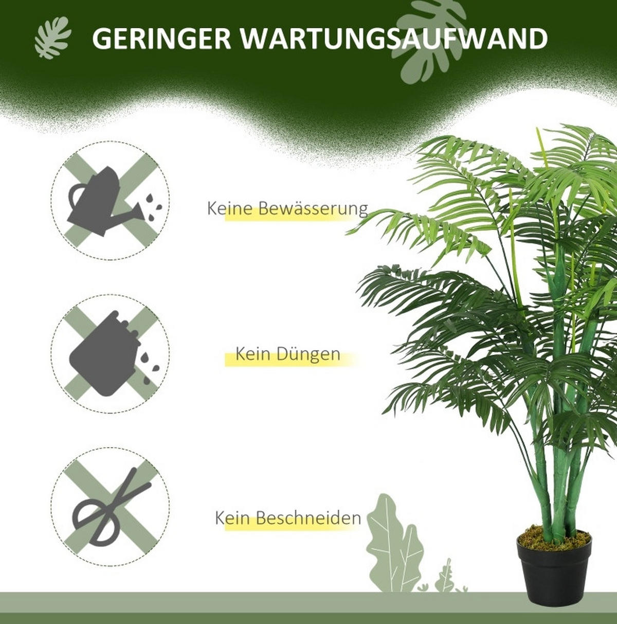 KUNSTPFLANZEN 16/16/125 cm grün aus Kunststoff mit stabilem Pflanztopf - Grün, Kunststoff (125cm) - OKWISH