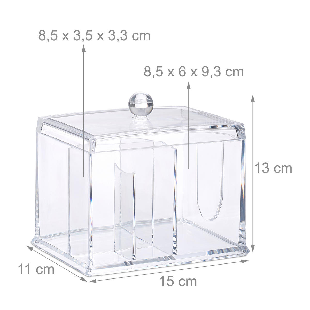WATTESTÄBCHEN-AUFBEWAHRUNG - Transparent, Kunststoff (15/13/11cm) - Relaxdays
