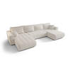 ECKSOFA mit schlaffunktion und bettkasten MILO U, stoff WIND, Ecru - Ecru, Holz (384/190cm) - Kaiser Möbel