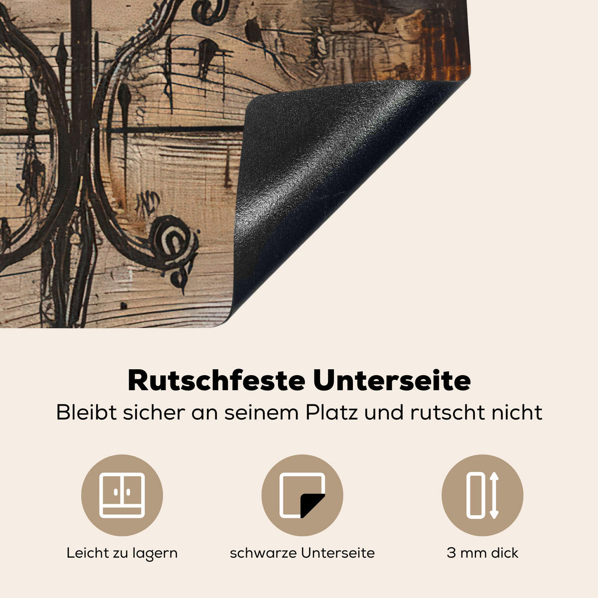 HERDABDECKPLATTE Cafe - Holz - Kaffee - Regale 81x52 cm - Schwarz, Kunststoff (81/0.2/52cm) - MuchoWow