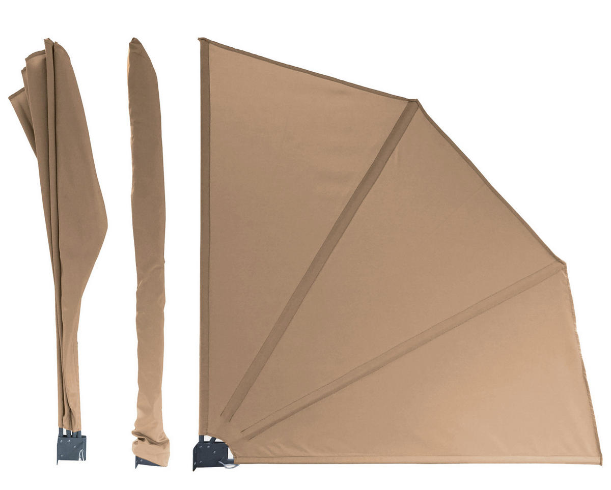 SICHTSCHUTZFÄCHER 140x140 cm Beige mit Easy Mount Wandplatte - Beige, Metall (2/140cm) - QUICK STAR
