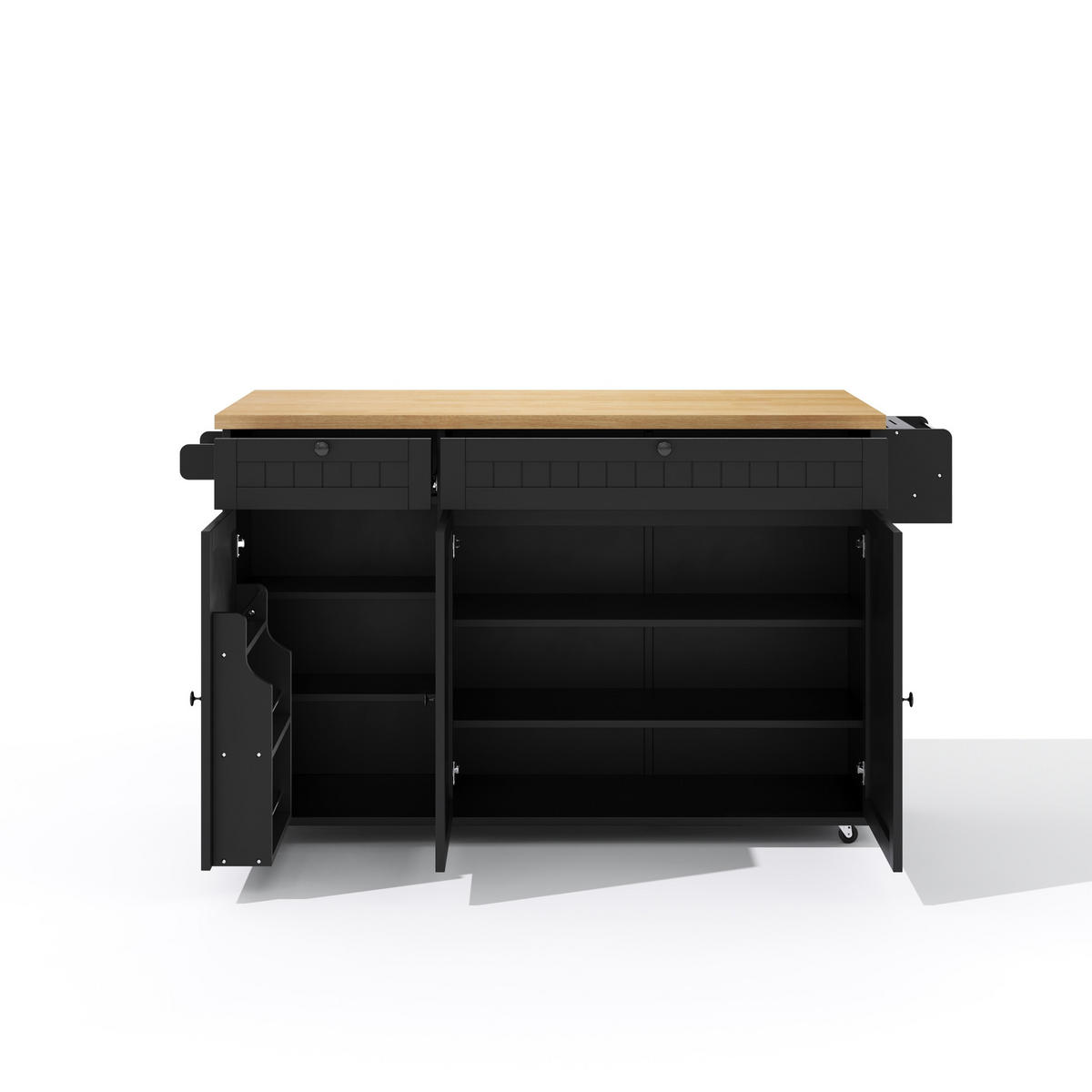 KÜCHENINSEL mit klappbarer Arbeitsplatte 137 cm MDF Natur/Schwarz - Schwarz, Holz (70/89.5/137cm) - Beauniv