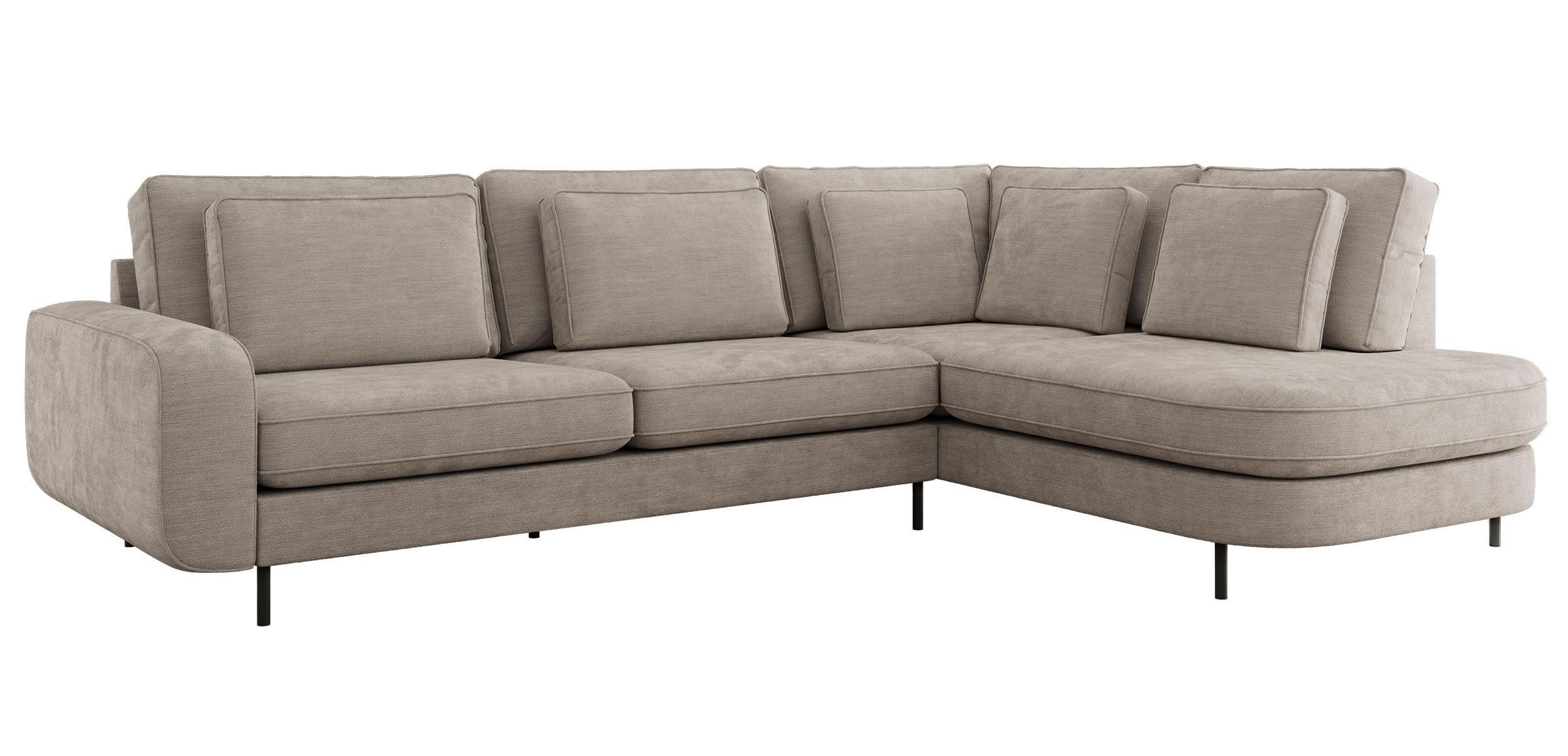 ROHOVÁ SEDAČKA CALENO L - Světle šedá Hrubě tkaná žinylka - Levá Strana - černá/světle šedá, kov/textil (317/225cm) - MKS