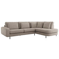 ROHOVÁ SEDAČKA CALENO L - Světle šedá Hrubě tkaná žinylka - Levá Strana - černá/světle šedá, kov/textil (317/225cm) - MKS