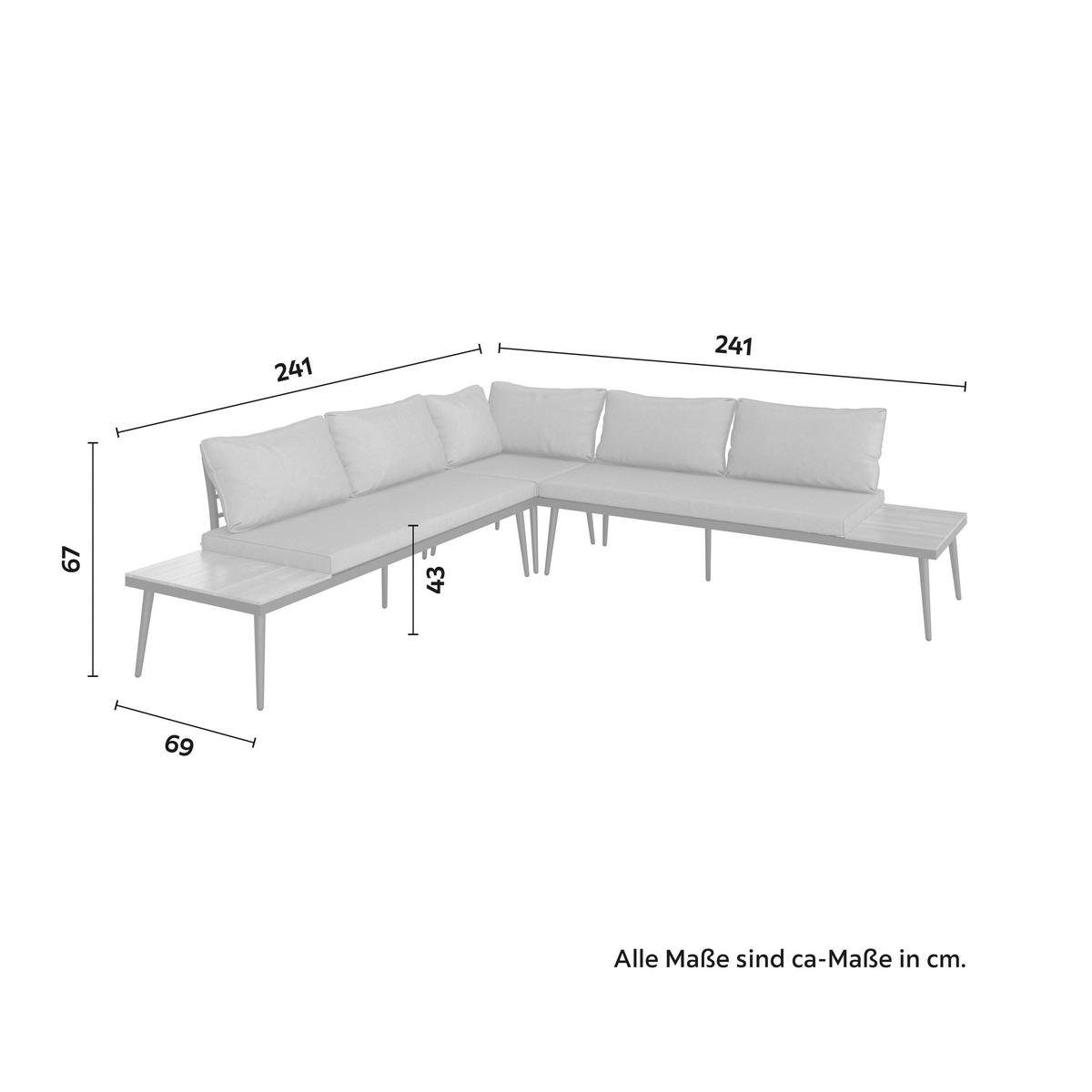 LOUNGEGARNITUR-SET Lorena Grau Akazie Metall/Outdoorstoff - Grau, Holz