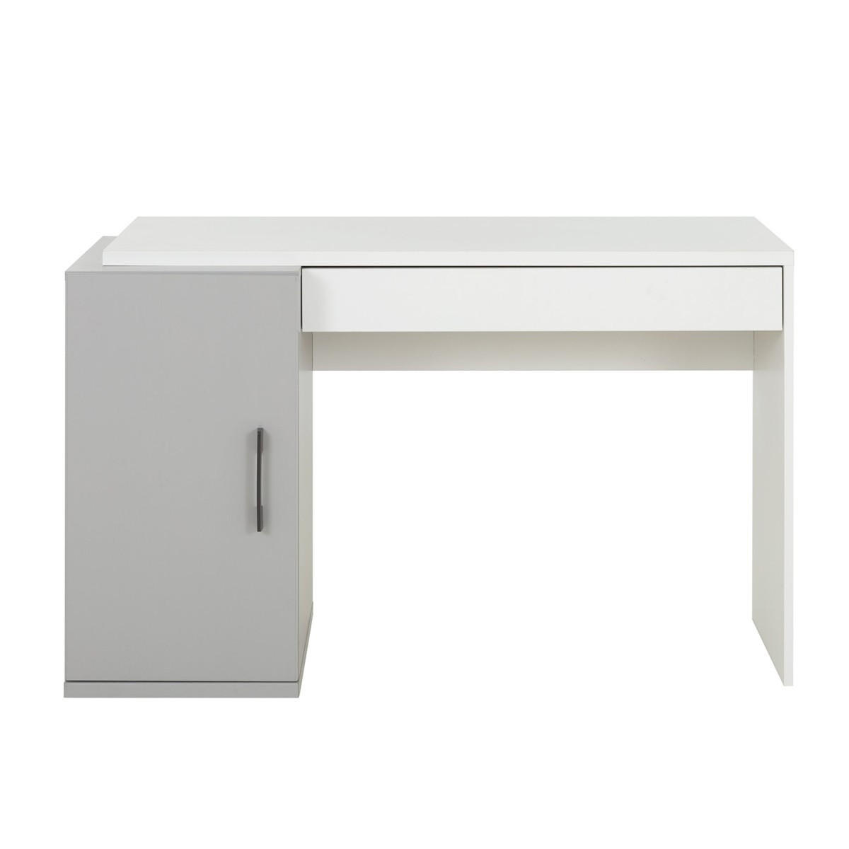 SCHREIBTISCH Ugo in Grau mit Aufbewahrungsschrank und Schublade - Französische Herstellung - 126/90/76 cm - Grau, Holzwerkstoff (126/90/76cm) - Calicosy