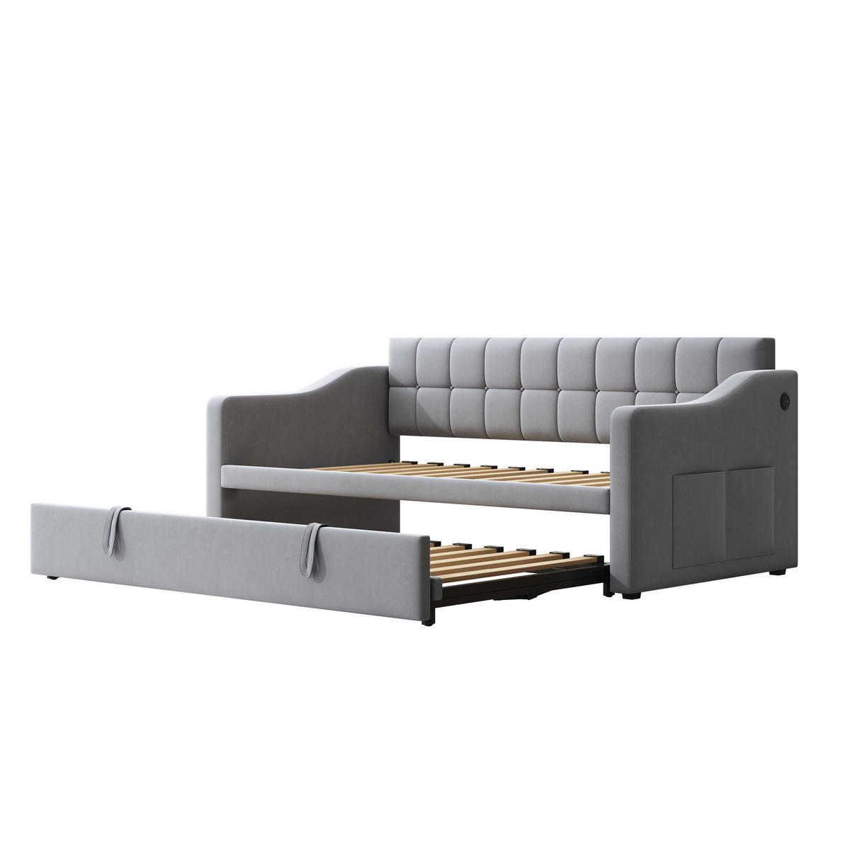 AUSZIEHBETT 90/180/190 cm DE-01999, in Hellgrau - Hellgrau, Metall (90/190cm) - ComfortXL