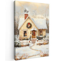 LEINWANDBILD Weihnachten - Zuhause - Winter - Schnee 80x120 cm - Creme, Textil (80/120cm) - MuchoWow