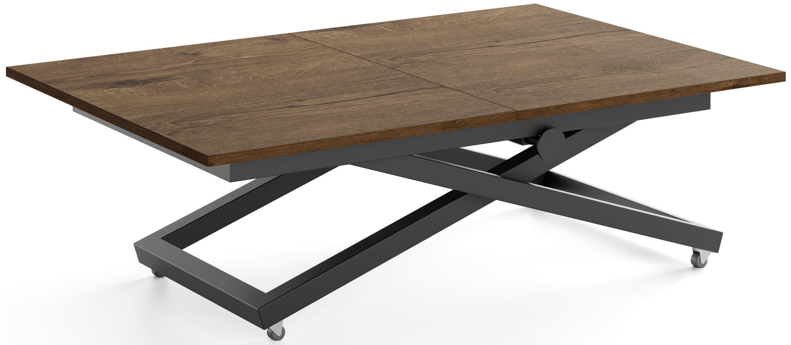 COUCHTISCH Axen höhenverstellbar ausziehbar, Eiche Braun Rustikal 120-160/80/38-75 cm - Alteiche/Schwarz, Holzwerkstoff/Metall (80/160/75cm) - WFL GROUP