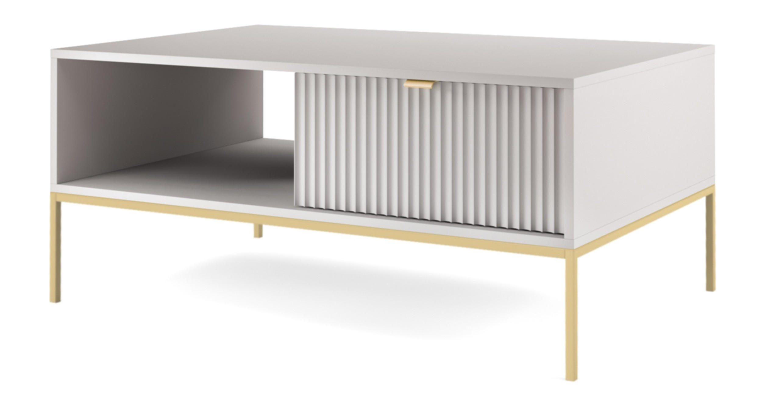 COUCHTISCH Vellore Grau mit goldenen Metallbeinen 104/68/46 cm - Goldfarben/Grau, Holzwerkstoff/Metall (68/104/46cm) - Selsey