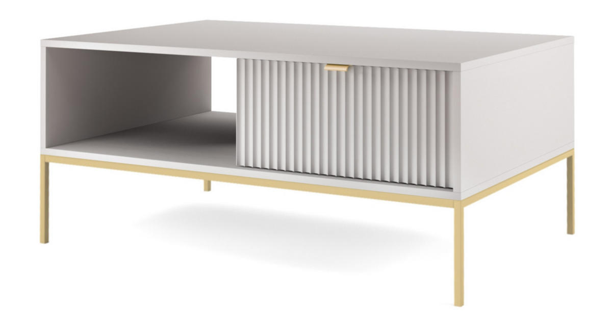 COUCHTISCH Vellore Grau mit goldenen Metallbeinen 104/68/46 cm - Goldfarben/Grau, Holzwerkstoff/Metall (68/104/46cm) - Selsey