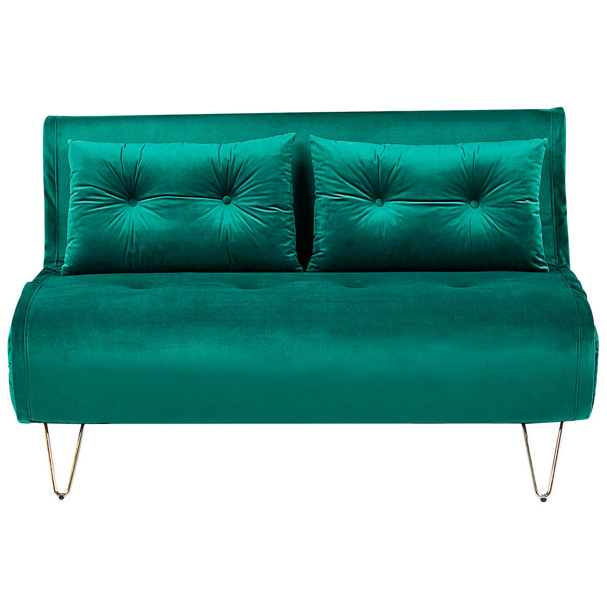 2-SITZER-SCHLAFSOFA Samtstoff Dunkelgrün Vestfold - Dunkelgrün, Textil (130/81/78cm) - Beliani