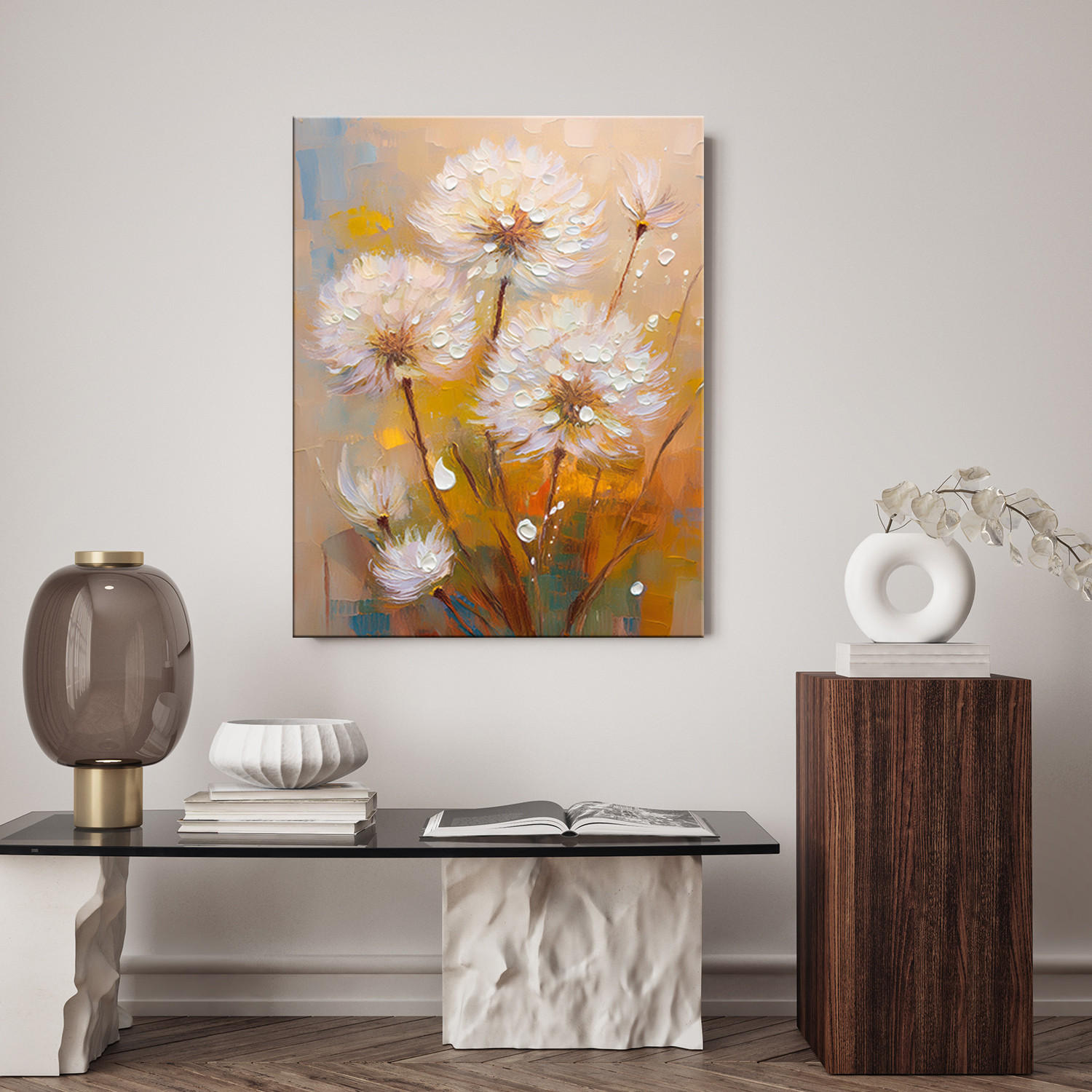 WANDBILD gebläse blumen bunte pflanzen - Beige, Textil (40/60cm) - Feeby