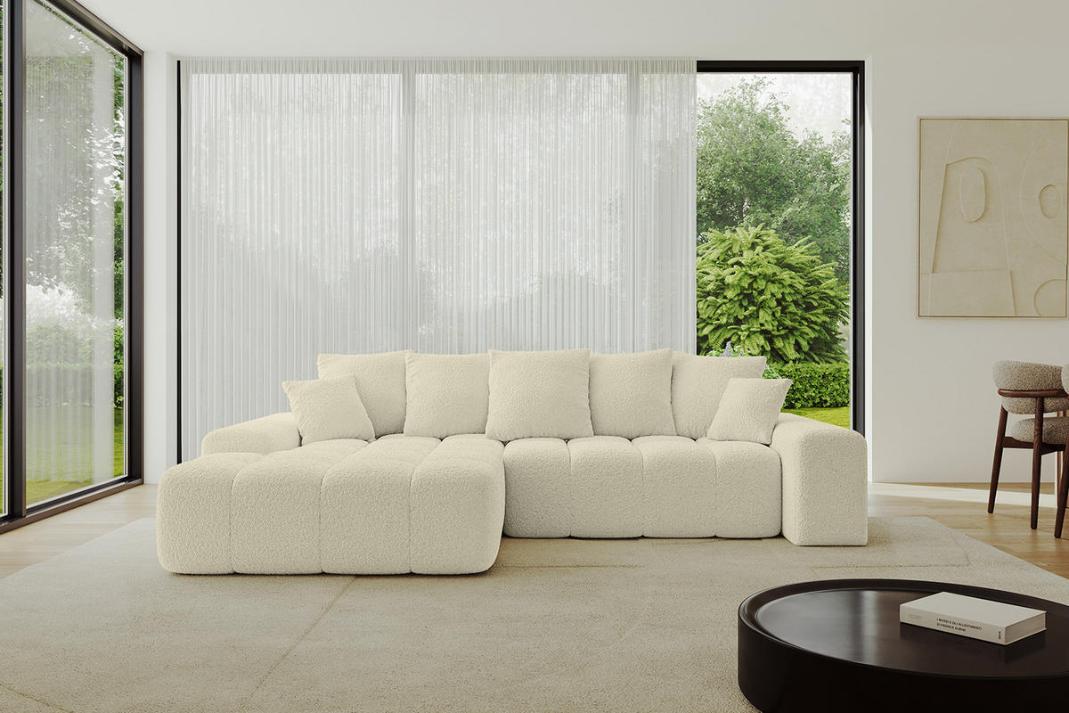 ECKSOFA Ottomane Links ENSI-L - 267x164x88 cm Creme - Creme, Holzwerkstoff/Kunststoff (267/164cm) - ALTDECOR