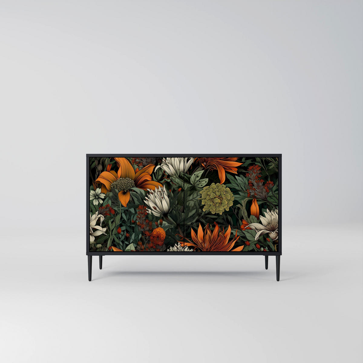 SIDEBOARD MIDNIGHT SPROUT, Eicheneffekt, 111x42x77,5 cm, 2 Türen - Eichefarben/Buchefarben, Holzwerkstoff/Buchenholz (111/77.5/42cm) - SpaceRebels