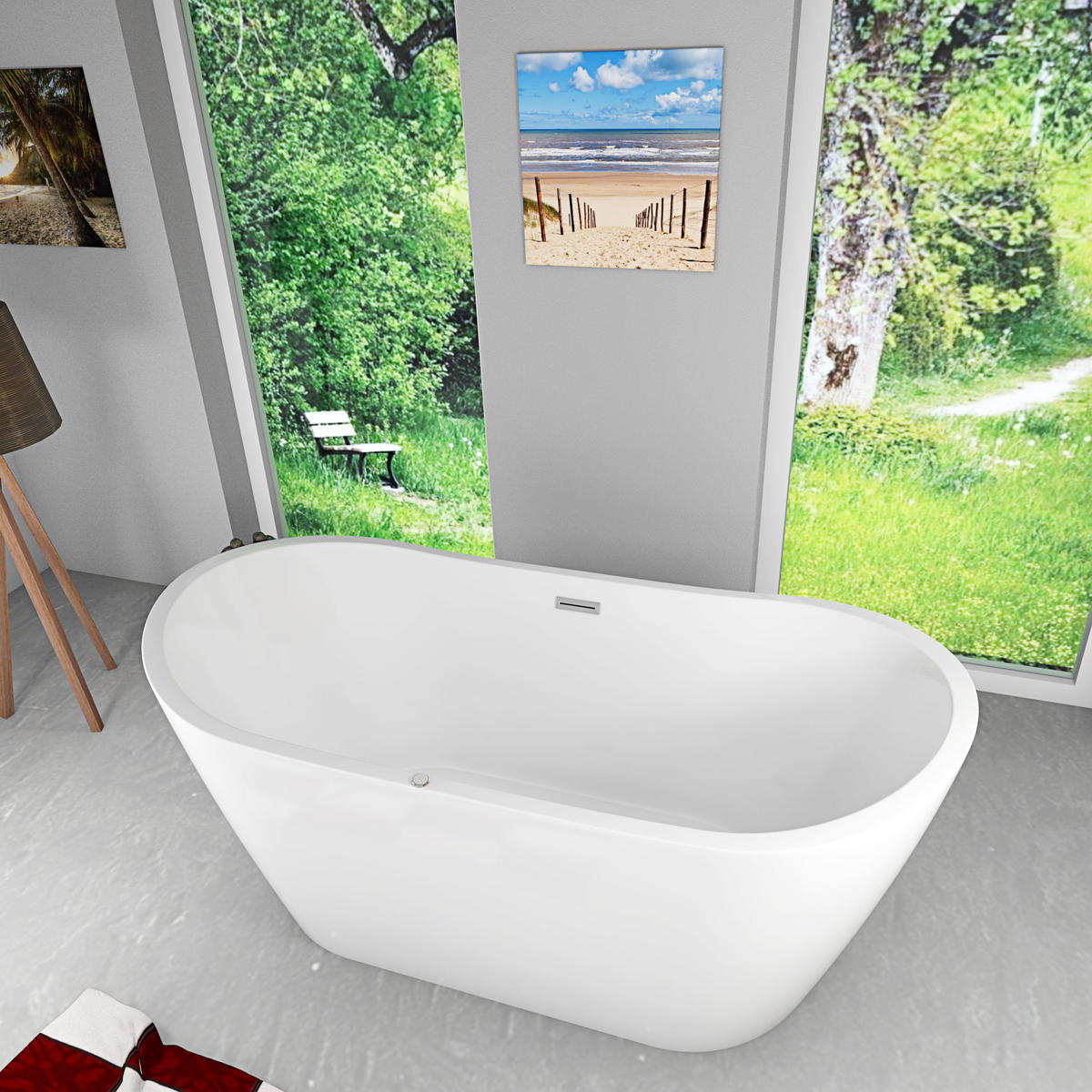 FREISTEHENDE Badewanne Wanne F13 180x92cm Whirlpool Luftmassage - Weiß, Glas/Kunststoff (80/72/180cm) - AcquaVapore by Sandra Jentho