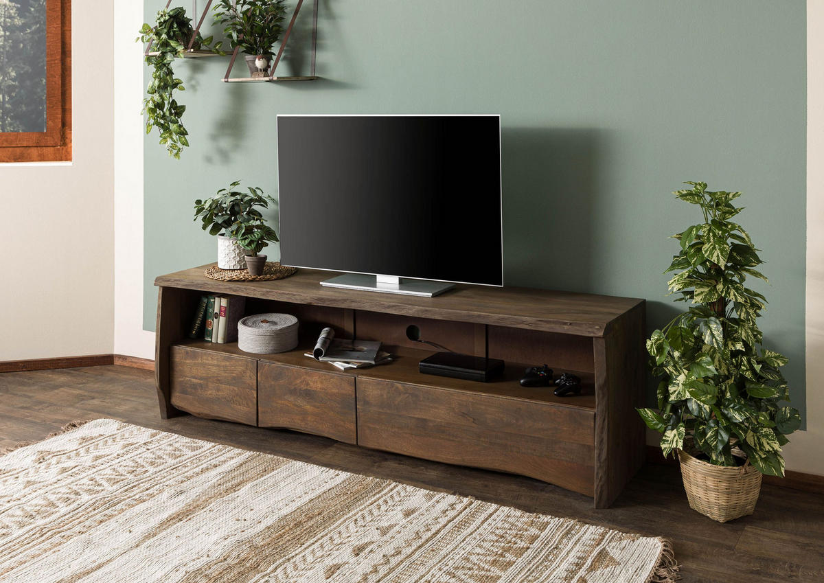 TV-BOARD Mango 190x50x60 braun geölt PURE MANGO #220 - Braun, Holz (190/60/50cm) - Massivmoebel24
