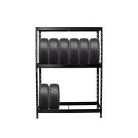 REIFENREGAL Tiger 180x130x50 cm bis zu 12 Reifen auf 2 Ebenen + Ablage Schwarz - Schwarz, Metall (130/180/50cm) - PROREGAL