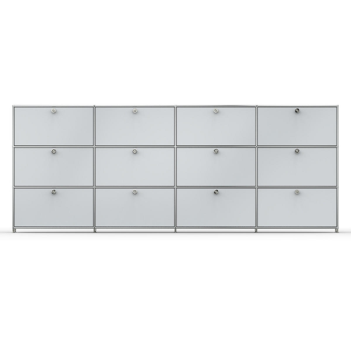 HOCHSCHRANK, 4 offene Fächer, 8 Klappen, Breite 302 cm, Lichtgrau - Chromfarben/Silberfarben, Metall (40/118/302.2cm) - Versee