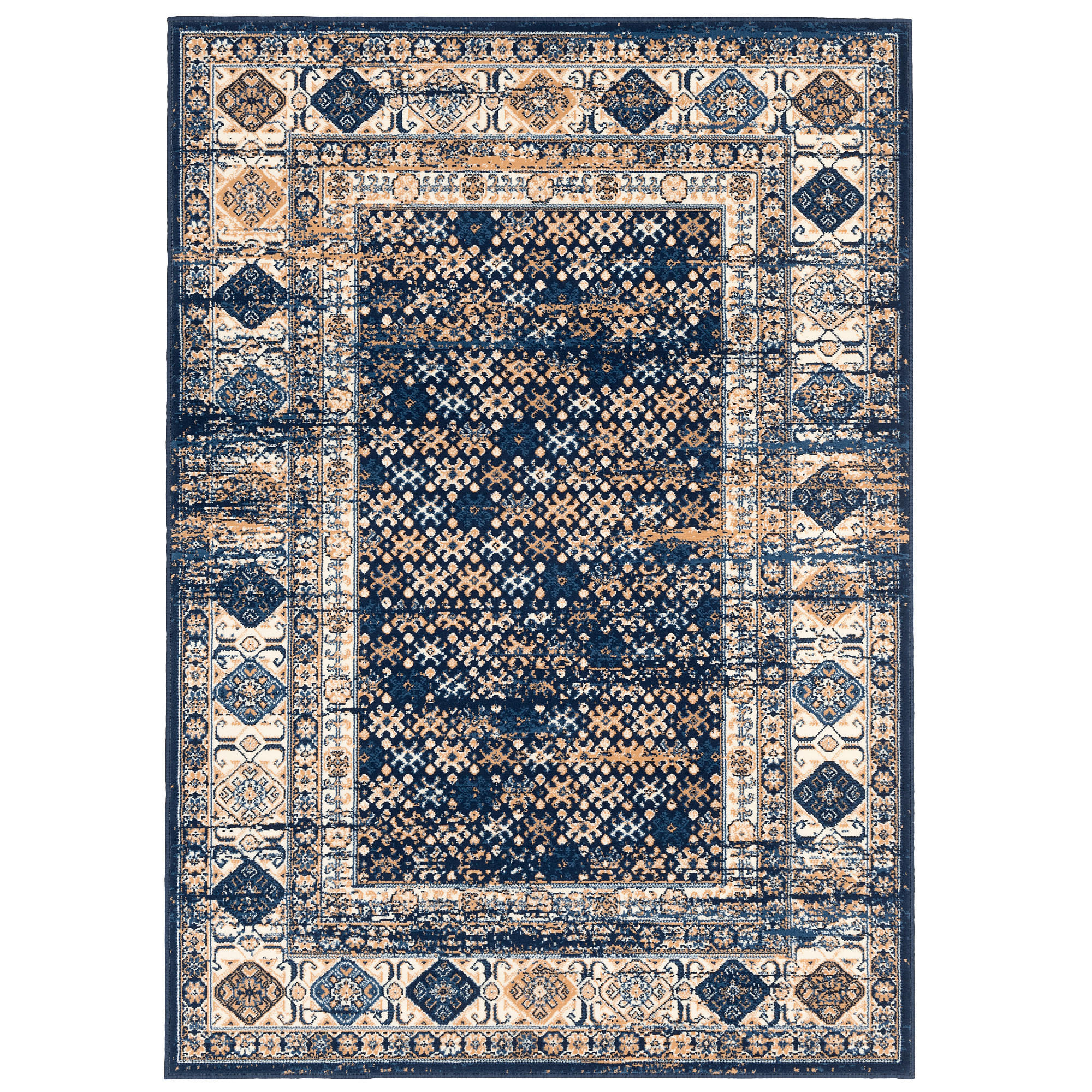DESIGNER TEPPICH POP-VINTAGE ORIENT BORDÜRE - Blau, Textil (80/150cm) - Pergamon