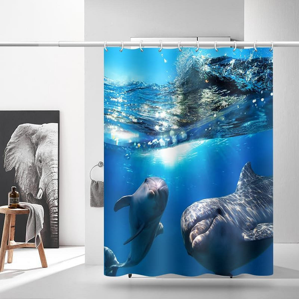 DUSCHVORHANG 3D Polyester schimmelresistent wasserdicht maschinenwaschbar mit Haken - Multicolor, Textil (180/180cm) - MCBOSON