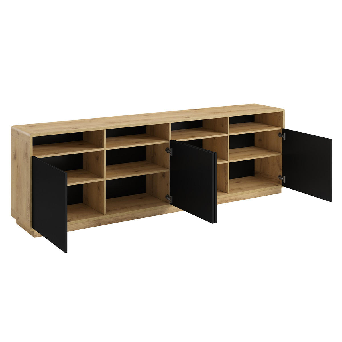 SIDEBOARD Raven Mattschwarz und Holz - Schwarz, Holzwerkstoff (238/75/40cm) - Petits-meubles
