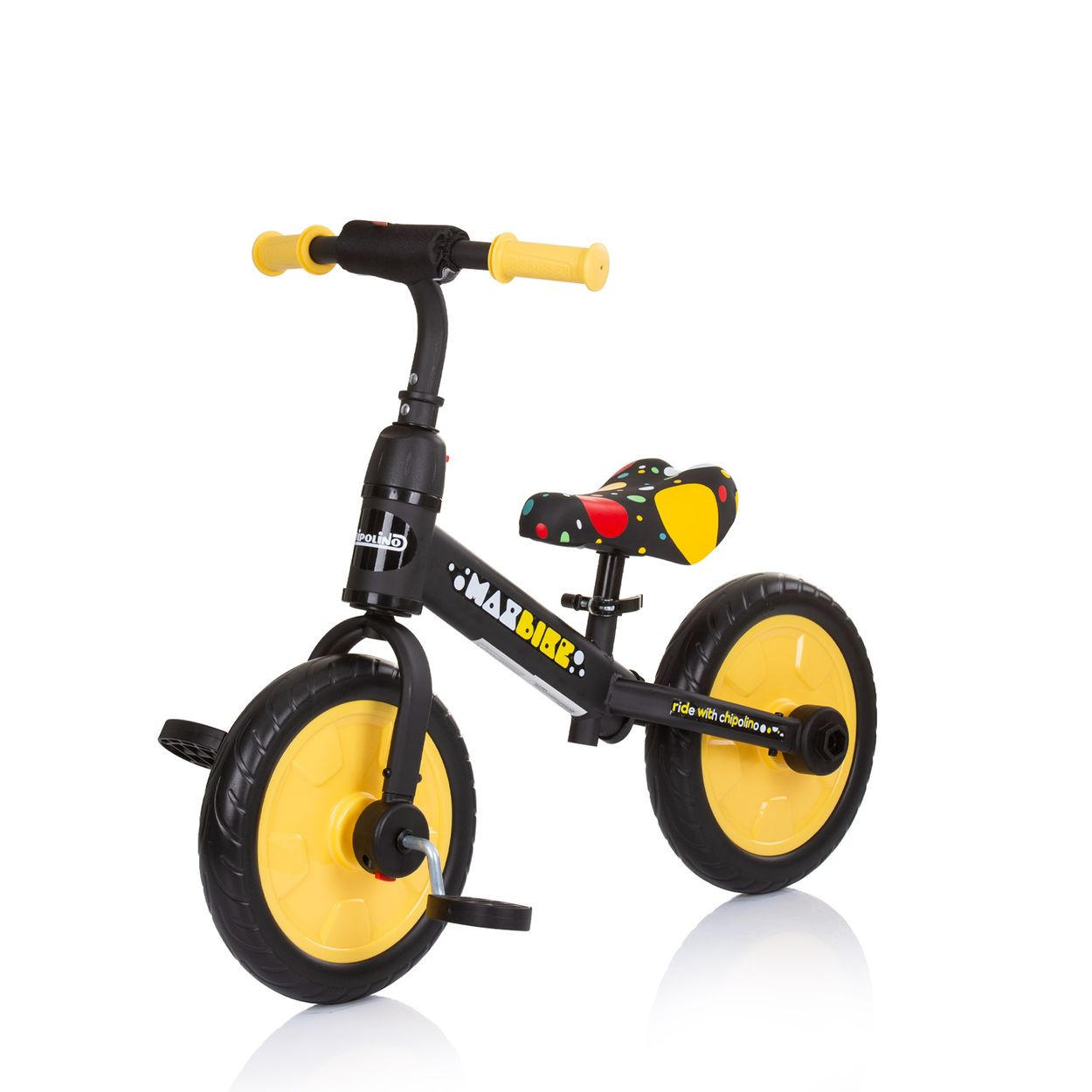 LAUFRAD Max Bike 2 in 1 gelb Monster 10 Zoll Räder, Pedale, Stützräder - Gelb, Metall (70/38/60cm) - Chipolino