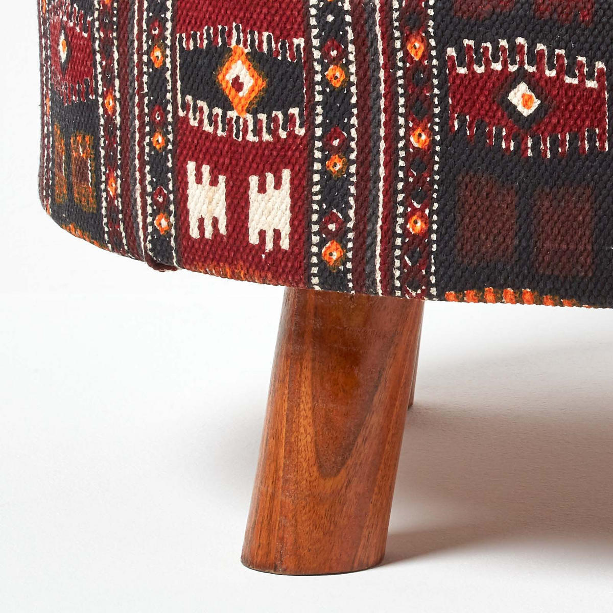 SITZHOCKER rund mit Kelim-Muster, 62/62/30 cm - Rot, Textil (62/30/62cm) - Homescapes