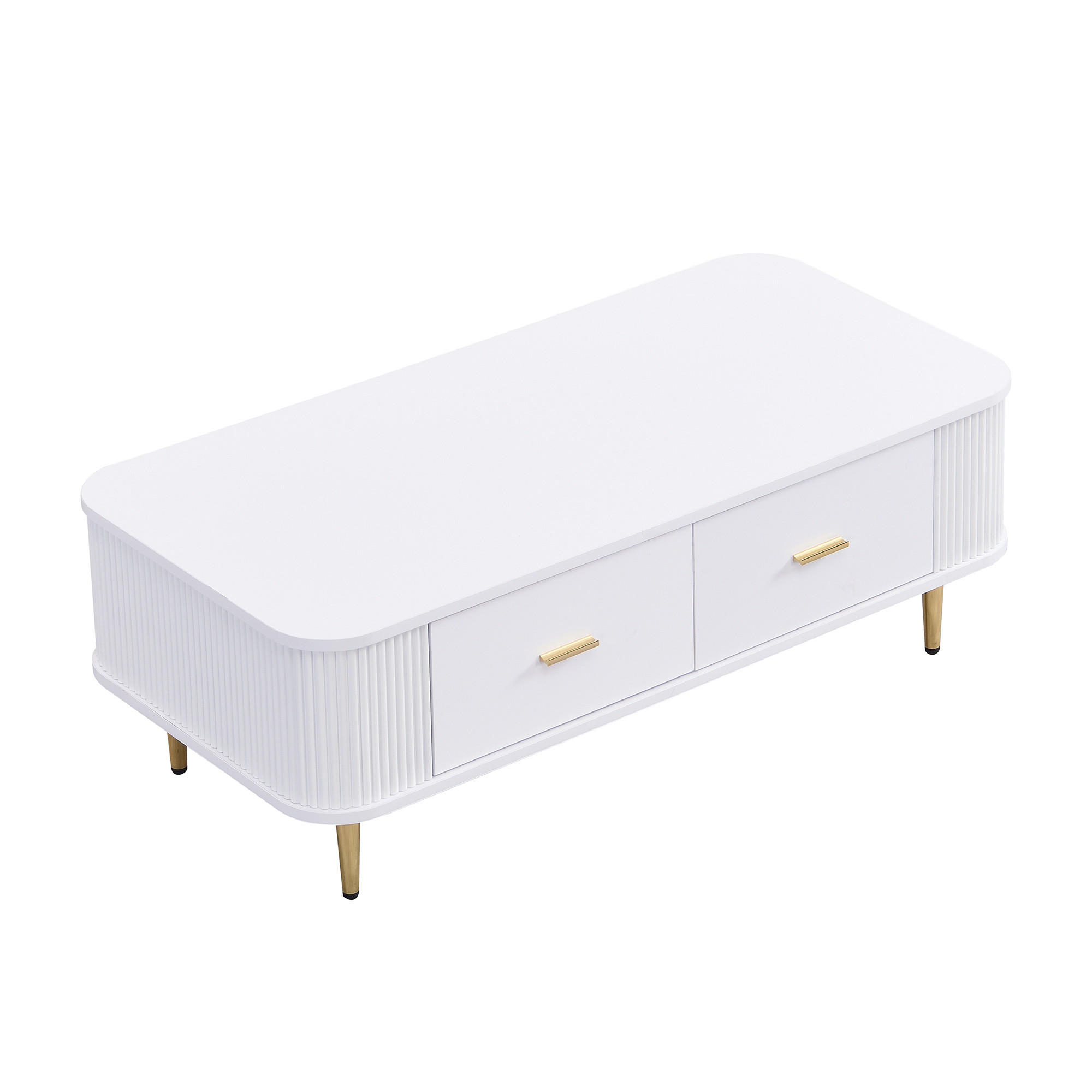 COUCHTISCH DE-035 WaveLine Weiß/Gold - Weiß, Holzwerkstoff (51/105/38cm) - ComfortXL