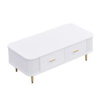 COUCHTISCH DE-035 WaveLine Weiß/Gold - Weiß, Holzwerkstoff (51/105/38cm) - ComfortXL