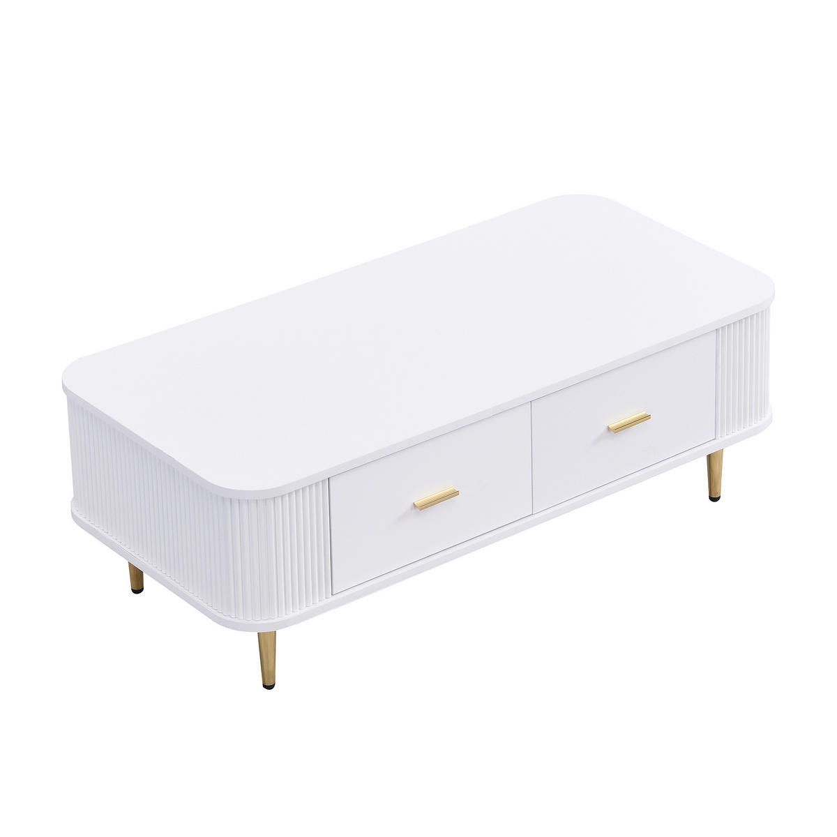 COUCHTISCH DE-035 WaveLine Weiß/Gold - Weiß, Holzwerkstoff (51/105/38cm) - ComfortXL