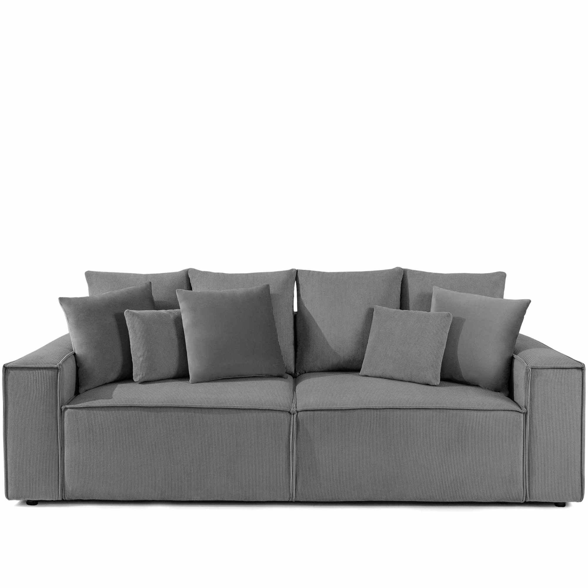 SCHLAFSOFA NAPI III 3-sitzer mit Kissen,Grau - Grau, Holz/Textil (244/89/101cm) - KONSIMO®