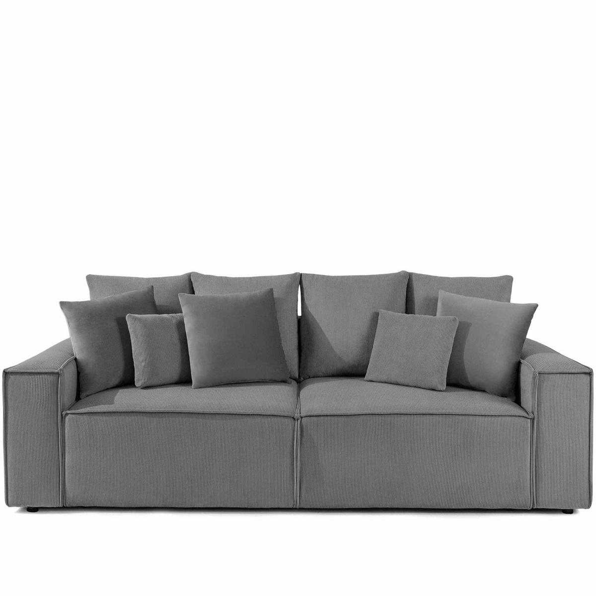 SCHLAFSOFA NAPI III 3-sitzer mit Kissen,Grau - Grau, Holz/Textil (244/89/101cm) - KONSIMO®