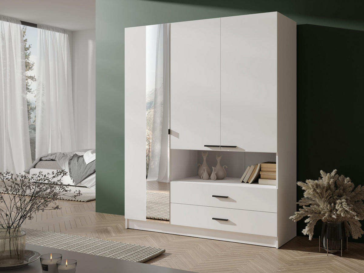 KLEIDERSCHRANK Weiß 158/201/55 - Weiß, Holzwerkstoff (158/201/55cm) - RAUMHIRSCH FURNITURE