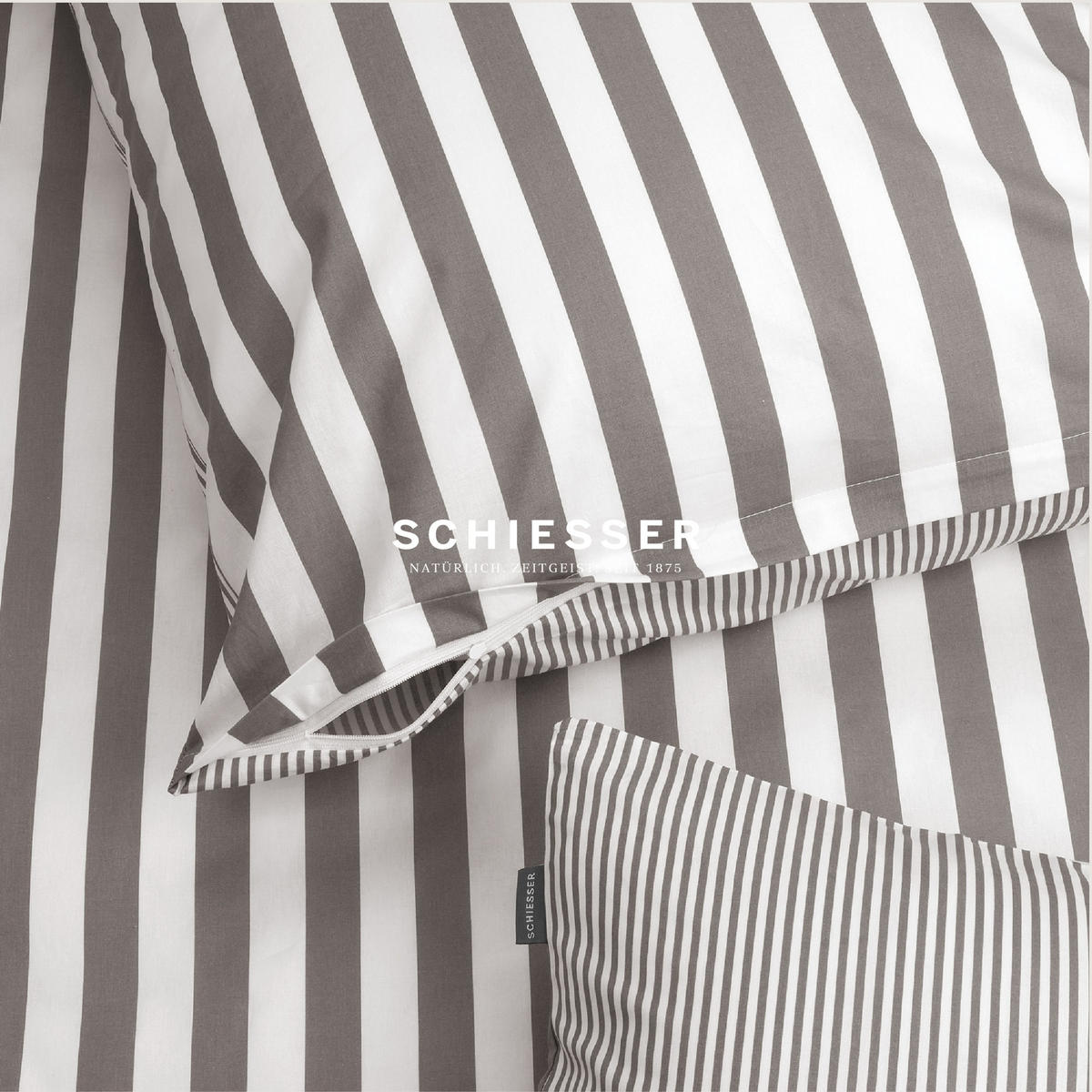 BETTWÄSCHESET Marie - Renforcé - 2-teilig - 155 x 220 cm - Grau - Grau, Textil (155/220cm) - SCHIESSER