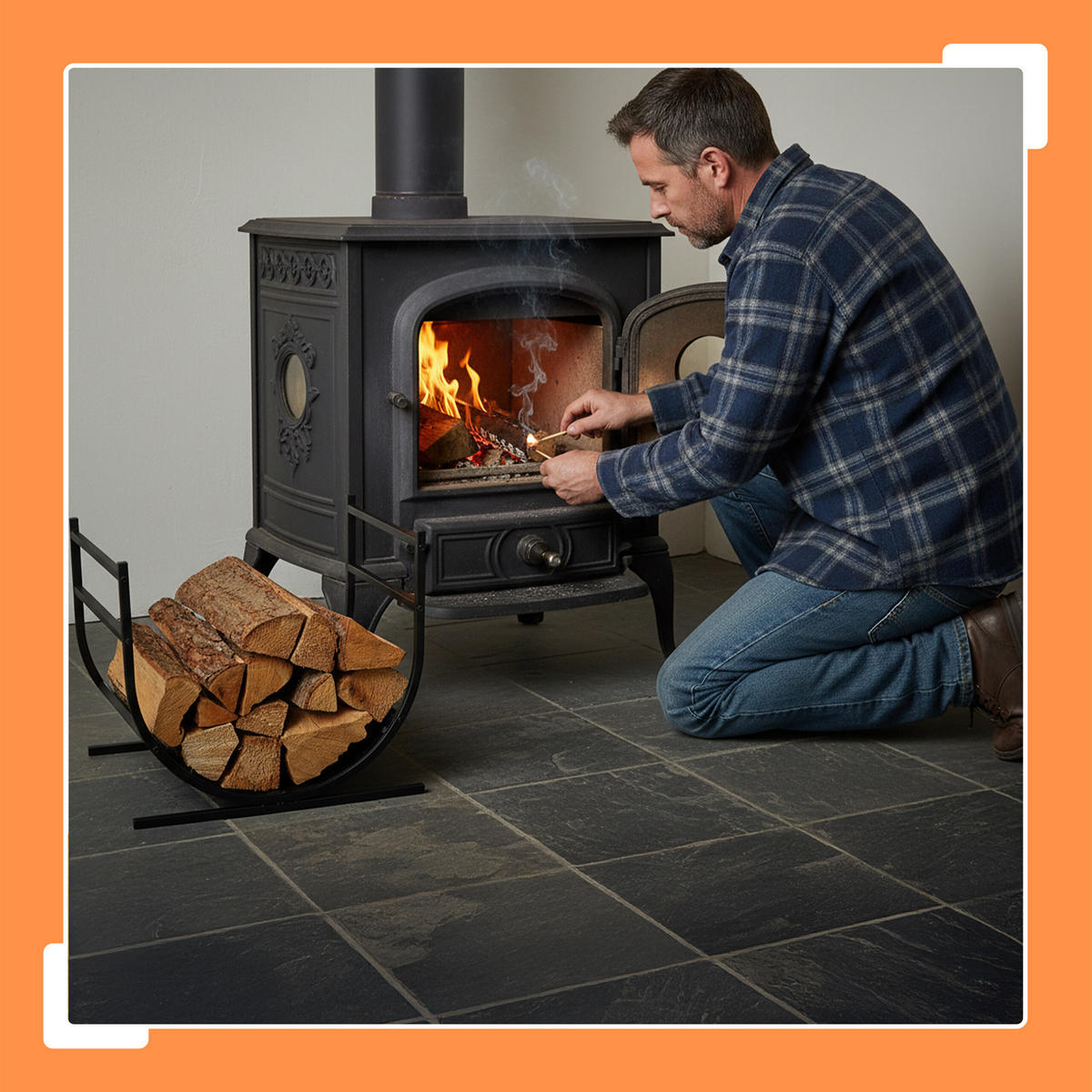 KAMINHOLZREGAL - Schwarz, Metall (46/40/38cm) - Relaxdays