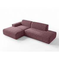 ECKSOFA L Form Didim Duo Rosa 288/162/80 cm – stilvolle kleine Eckcouch Links - Pink/Schwarz, Kunststoff/Textil (288/162cm) - AX Living