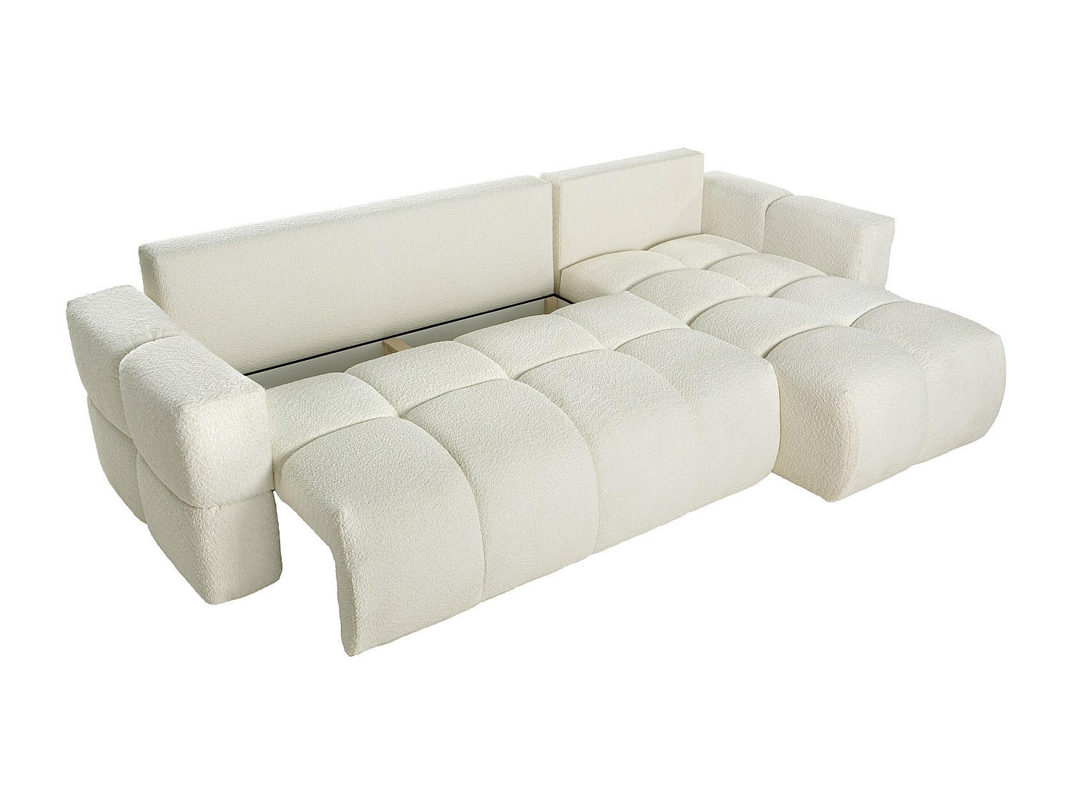 ECKSOFA mit Schlaffunktion - Ecke wechselbar - Bouclé-Stoff - Beige - ISSORO II - Beige, Textil (301/178cm) - Vente-Unique