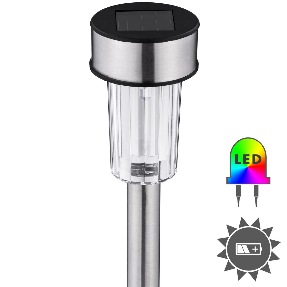 LED-SOLARLAMPEN 24er Set ,4,7 x 37 cm,silber - Silberfarben, Metall (4.7/4.7/37cm) - tectake