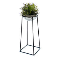 BLUMENHOCKER Schwarz Metall mit Topf Schwarz Silber 56 cm 96078 M - Schwarz, Metall (23/56/23cm) - DanDiBo