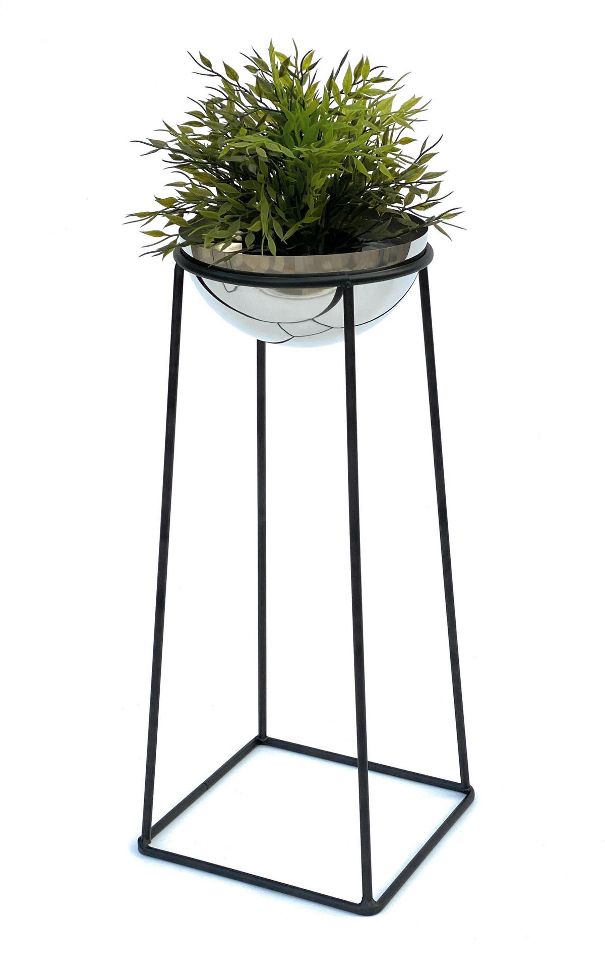 BLUMENHOCKER Schwarz Metall mit Topf Schwarz Silber 56 cm 96078 M - Schwarz, Metall (23/56/23cm) - DanDiBo